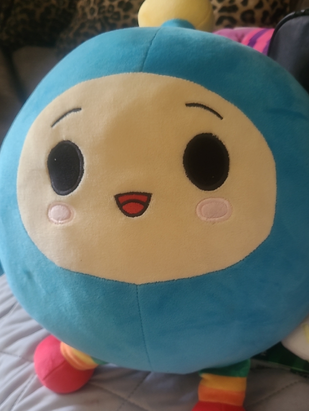 Plush Blue Character Stuffed Toy with Cream Face